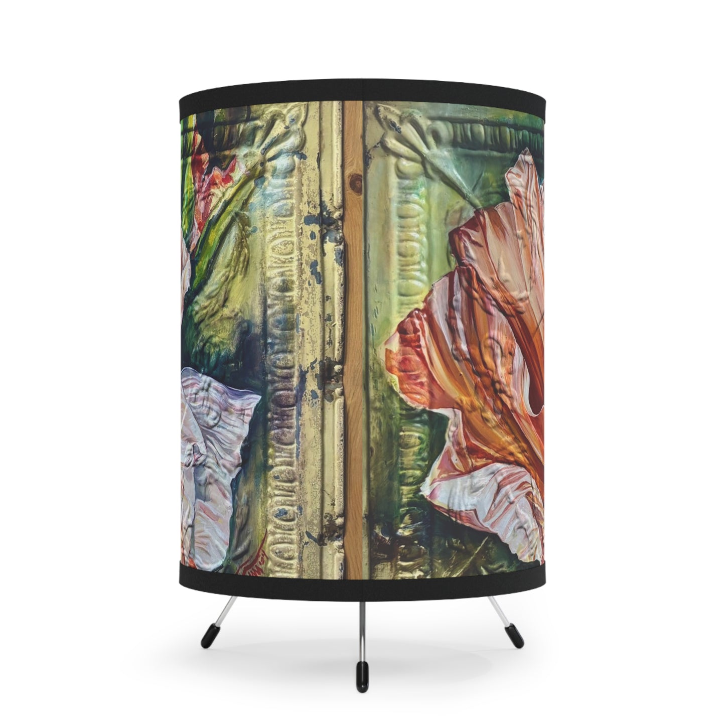 Floral Tripod Lamp, Statement Lighting, Home Decor, Boho Vibes, Unique Gift, Modern Lamp Shade