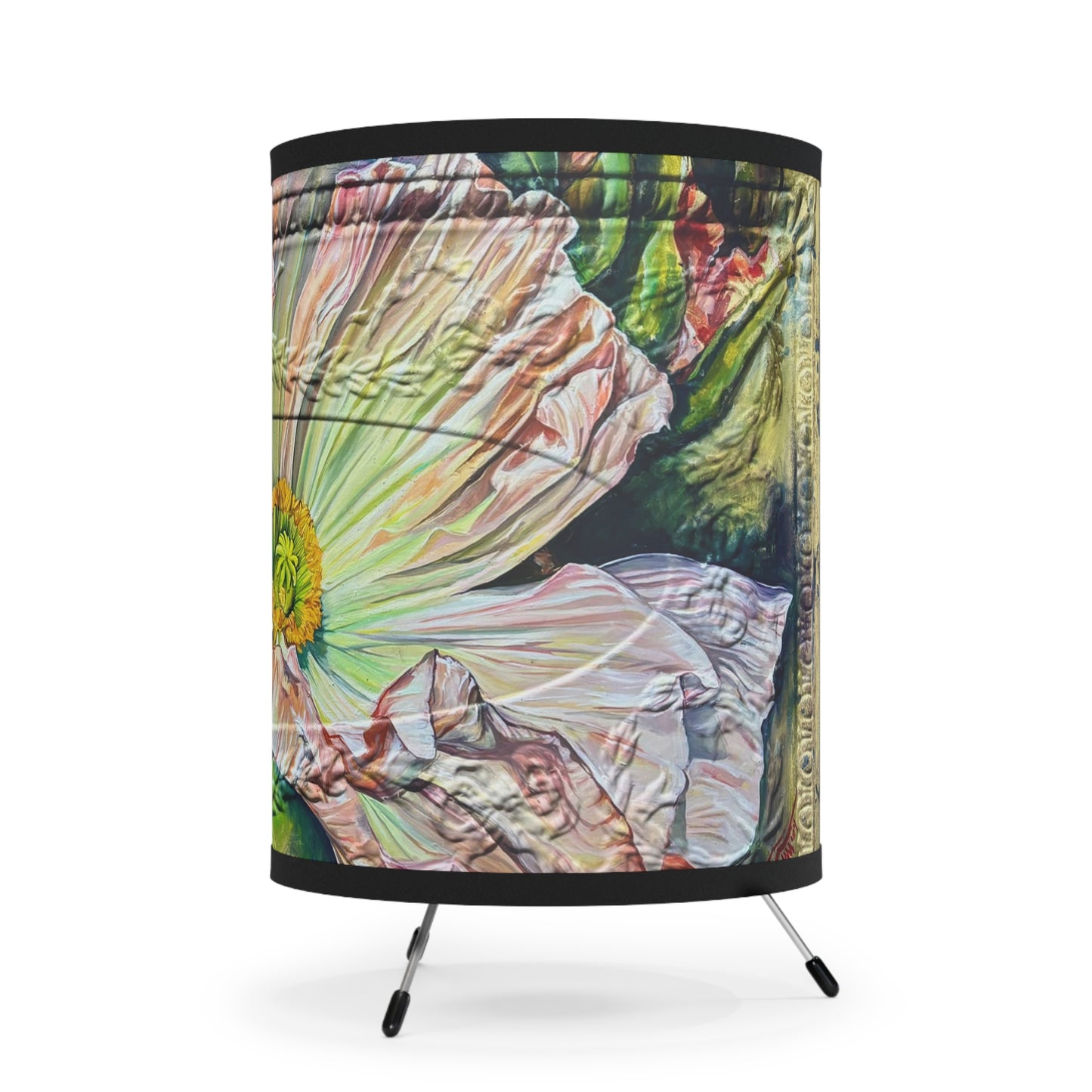 Floral Tripod Lamp, Statement Lighting, Home Decor, Boho Vibes, Unique Gift, Modern Lamp Shade