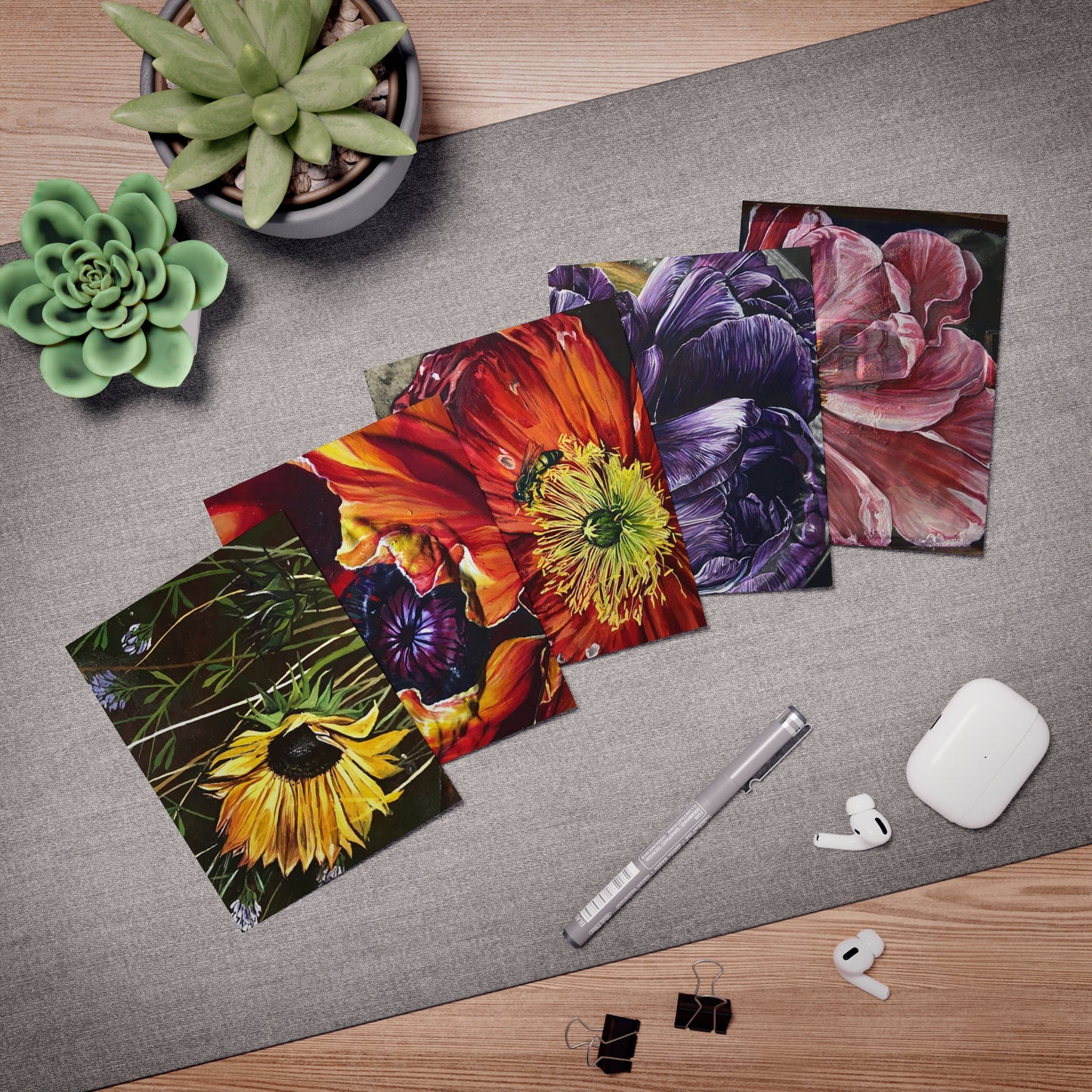 Flower Greeting Cards Set (5-Pack)