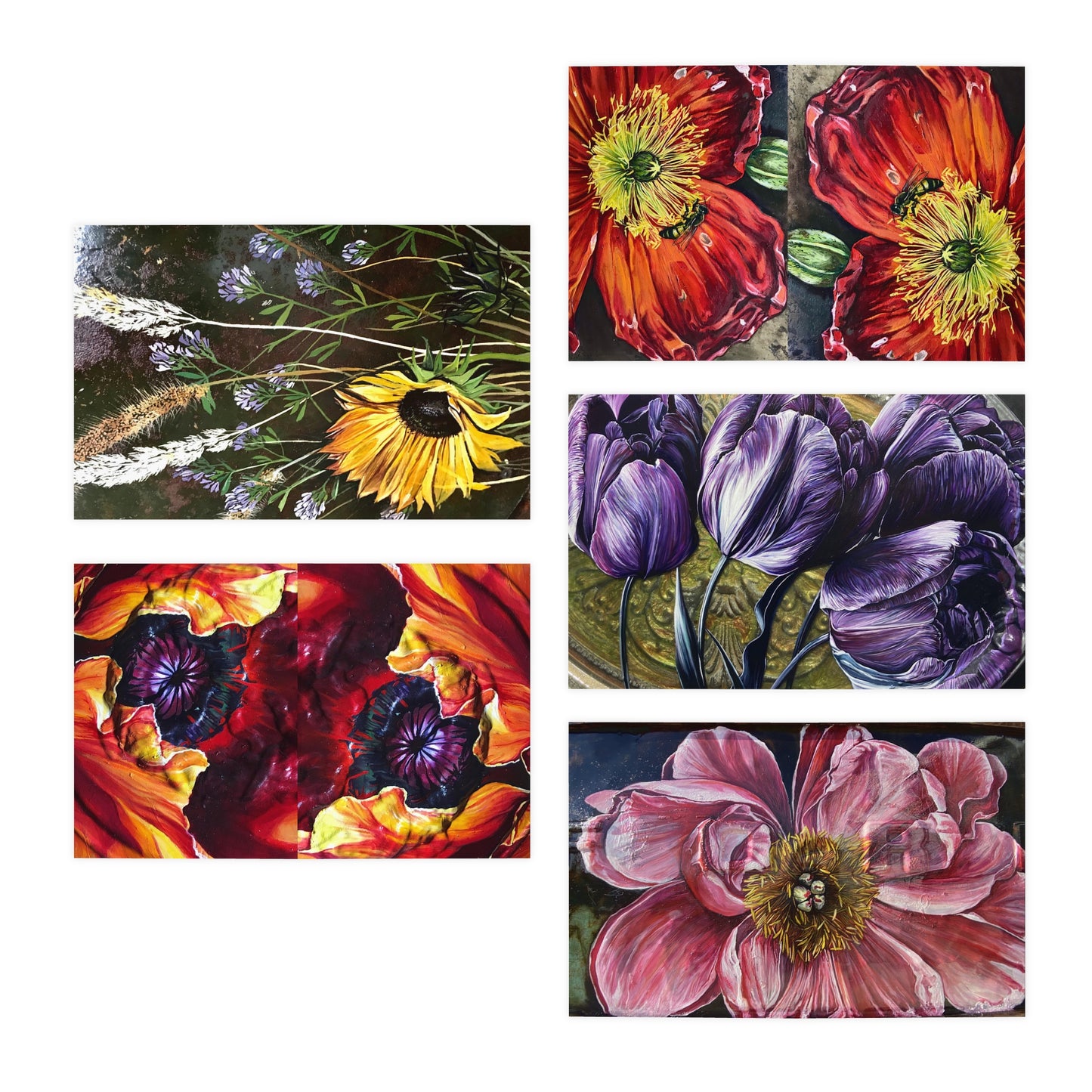 Flower Greeting Cards Set (5-Pack)