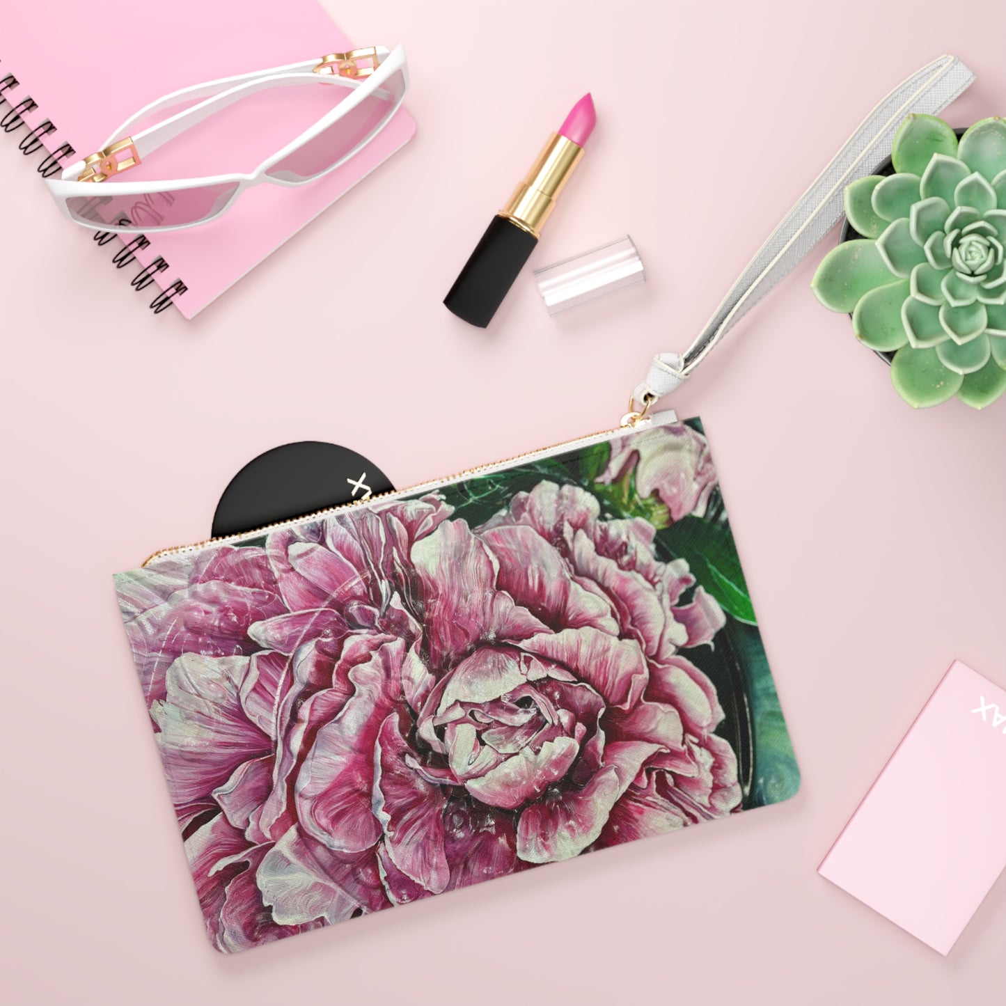 Pink Peony Clutch Bag