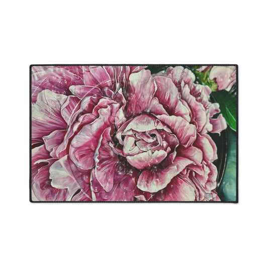Floral Heavy Duty Floor Mat - Vibrant Peony Design, Decorative Entrance Rug, Kitchen Mat, Home Decor, Gift for Garden Lovers
