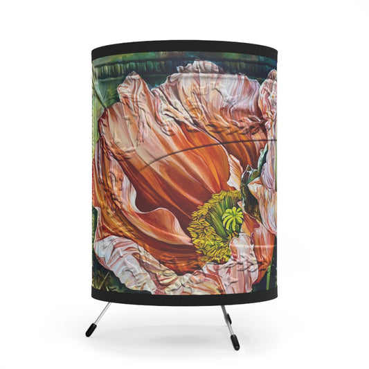 Floral Tripod Lamp, Statement Lighting, Home Decor, Boho Vibes, Unique Gift, Modern Lamp Shade